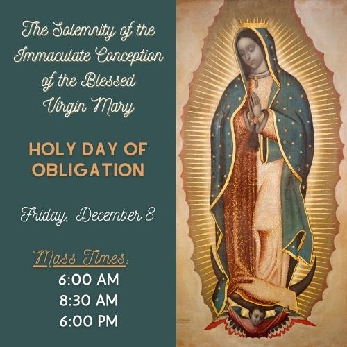 Immaculate Conception Holy Day 12-8-23